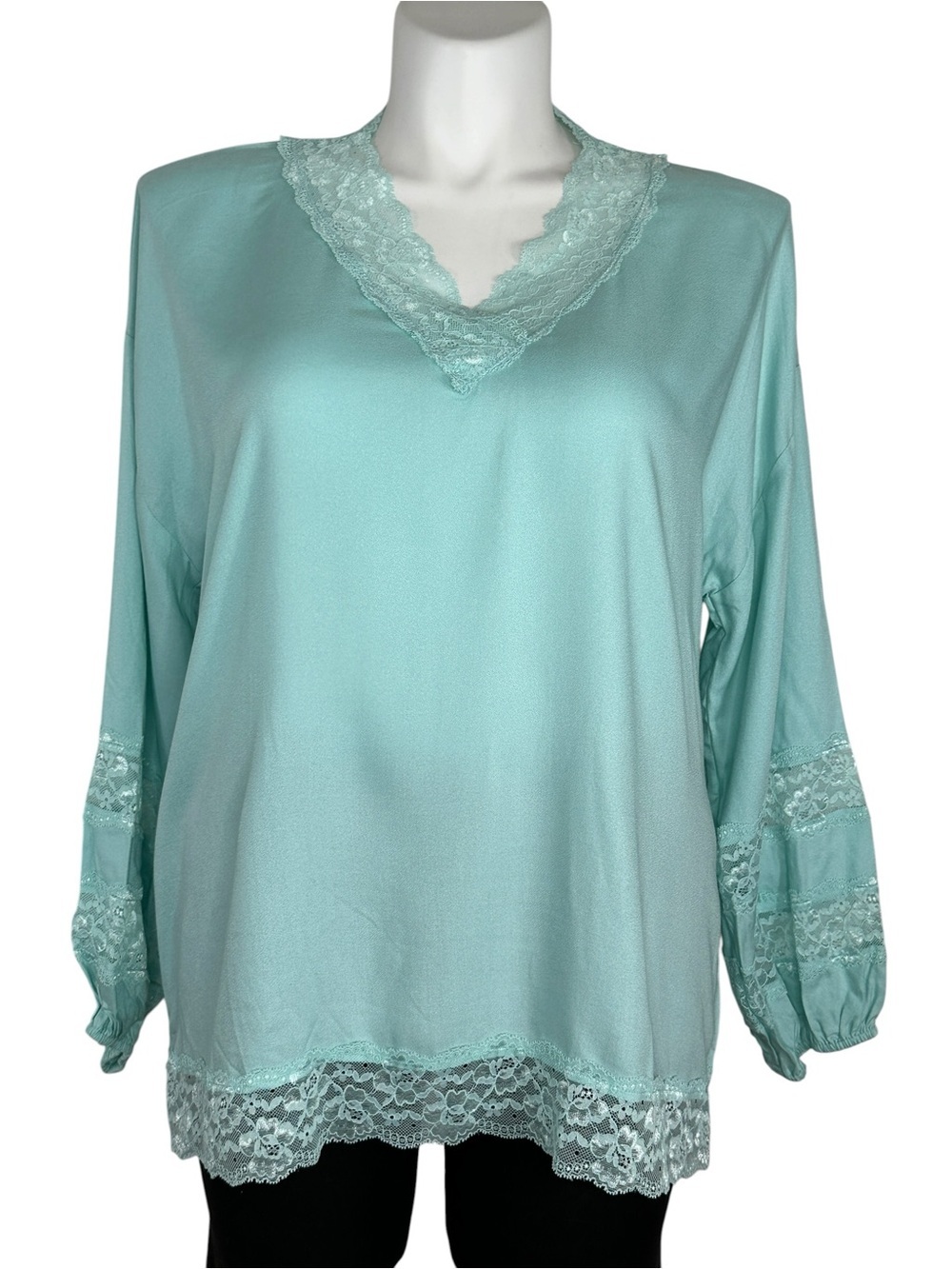 Soft Surroundings teal Claudia top lace NWT XL